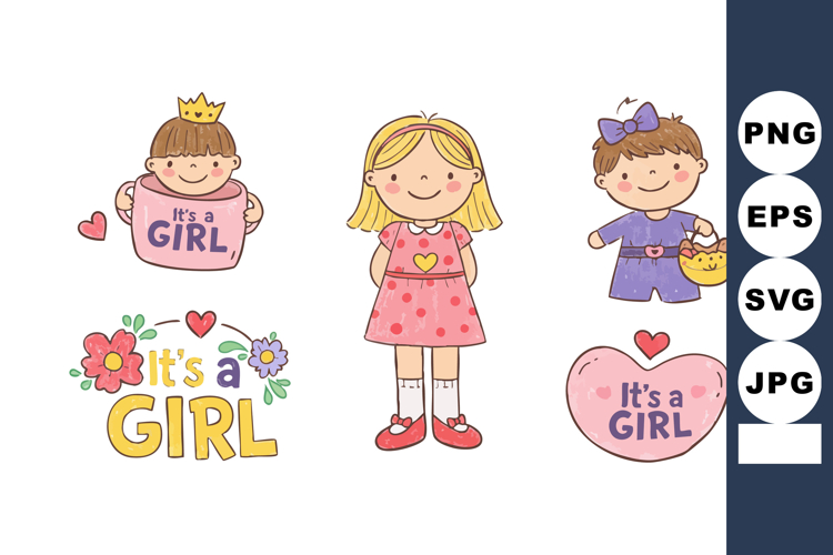 Cute little girls celebrating baby girl announcement with he