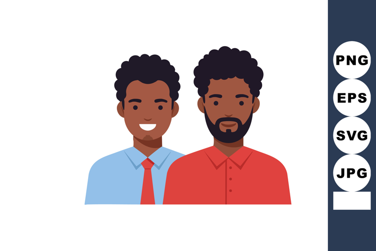 Two diverse men smiling together with casual and business at