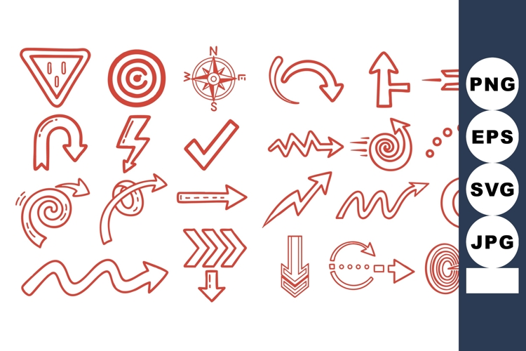 Playful Hand Drawn Red Doodle Arrows Pack