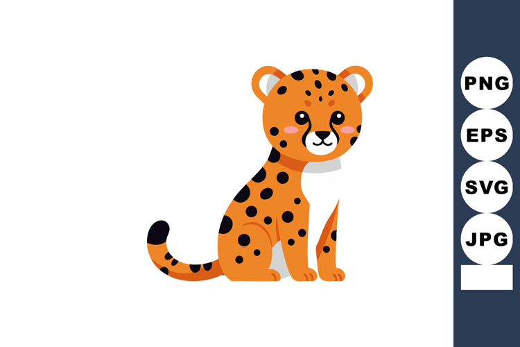 Cute spotted orange leopard cub sitting with happy expressio