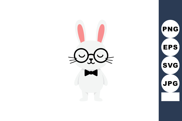 Rabbit Clipart Black and White Image 3