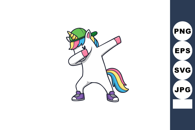 Unicorn dabbing with colorful mane and horn wearing sneakers