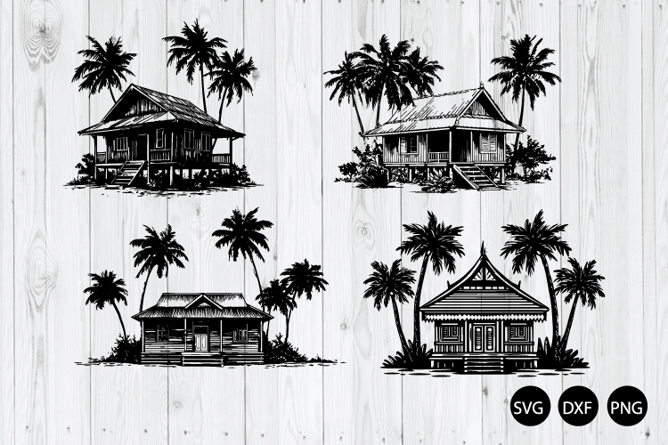 Traditional Malay Wooden House SVG, Malay House SVG
