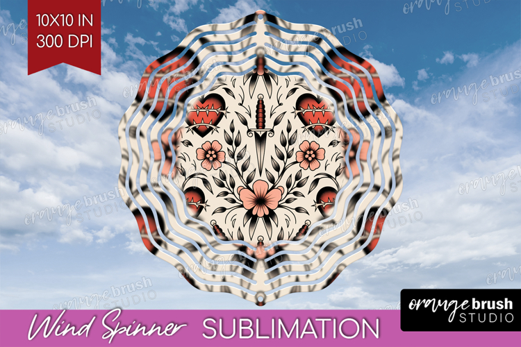 Traditional Tattoo Wind Spinner Sublimation PNG - Tattoo