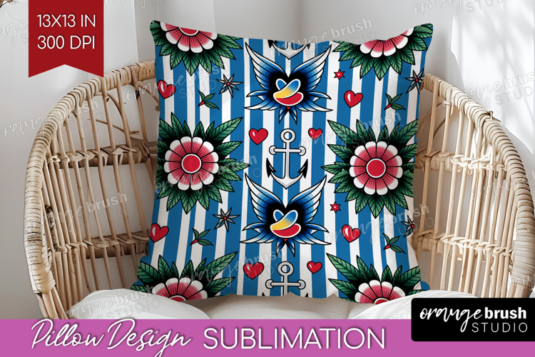 Traditional Tattoo Pillow Sublimation - Tattoo Pillow Cover