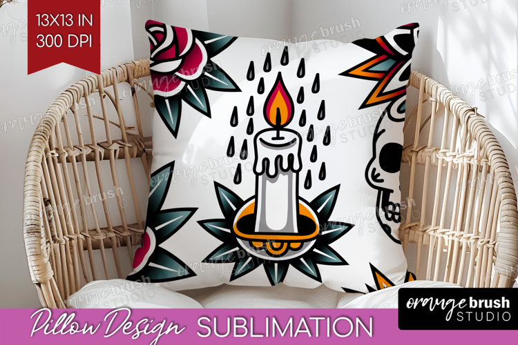 Traditional Tattoo Pillow Sublimation - Tattoo Pillow Cover