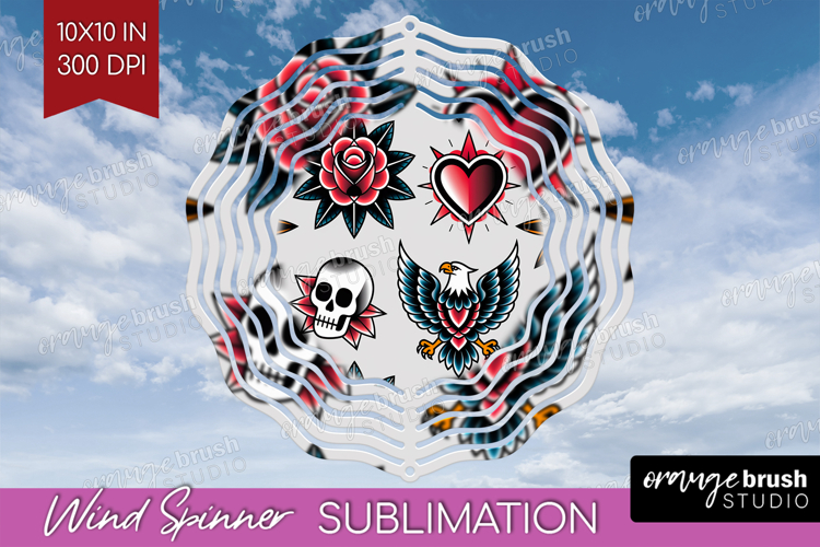 Traditional Tattoo Wind Spinner Sublimation PNG - Tattoo