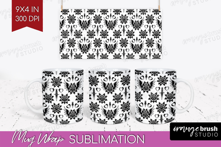 Traditional Tattoo Mug Wrap - Tattoo Mug PNG Sublimation