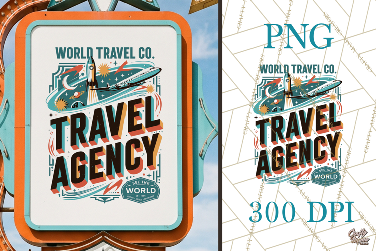 Retro Atomic Age Travel Agency PNG