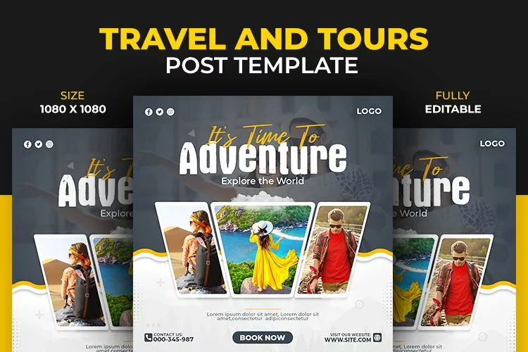 Travel and Tour Adventure Holiday Social Media Post Template