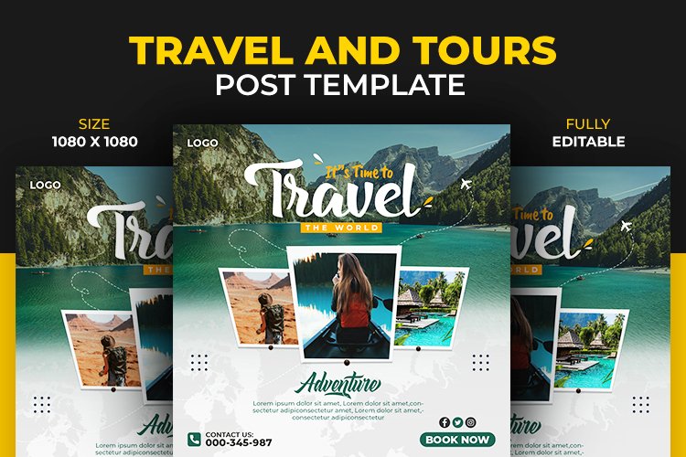 Travel and Adventure Social Media Post Horizontal Template