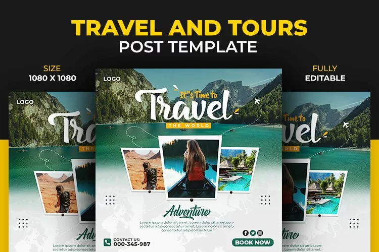 Travel and Adventure Social Media Post Horizontal Template