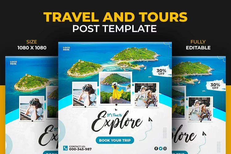 Travel and Tours and Adventure Social Media Post Template