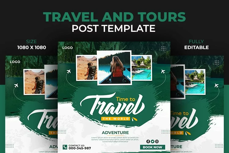 Travel and Tours and Adventure Social Media Design Template