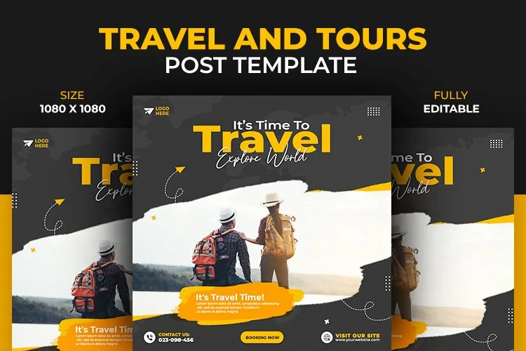 Travel and Tours and Adventure Social Media Design Template