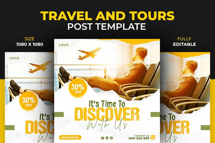 Travel and Tours Discover Social Media Post Design Template