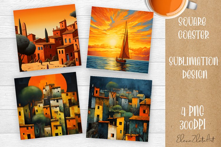 Landscape sublimation square coaster Sublimation