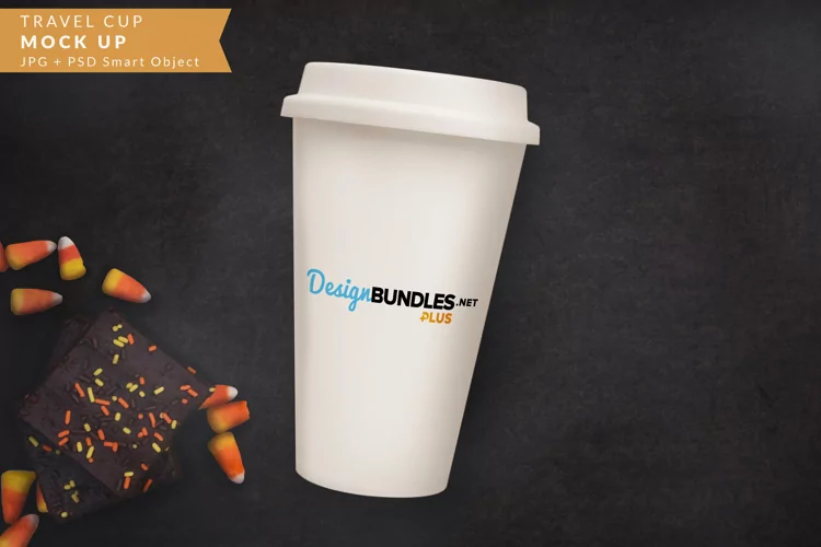 White Travel Coffee Cup Halloween Mock up