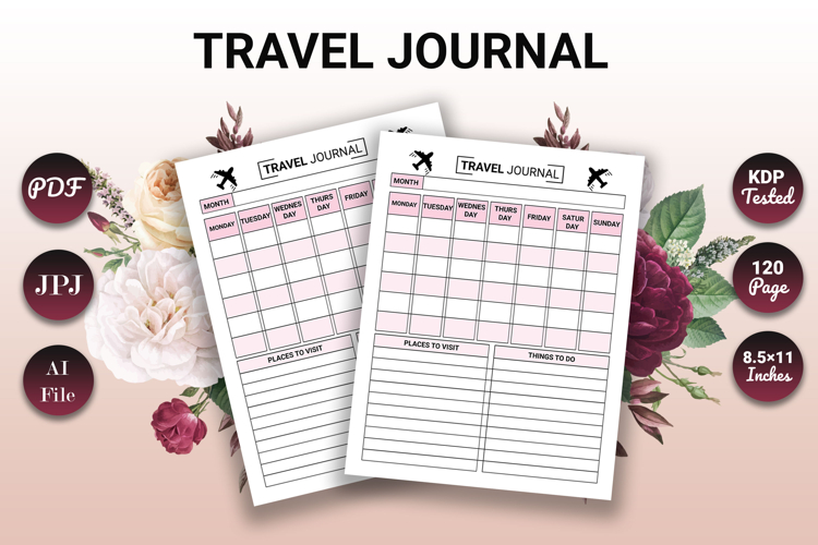 Printable Travel Journal Vacation Log & Itinerary Planner