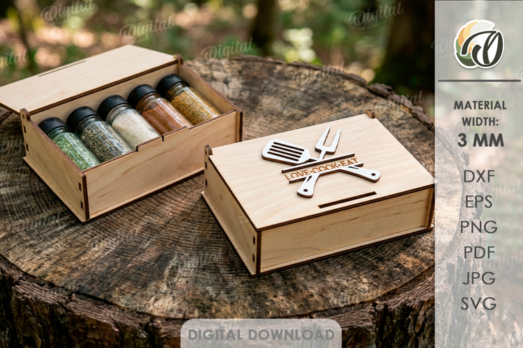 3D Travel spice box Laser cut. Camping SVG