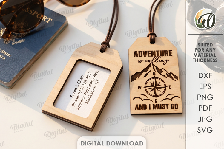 3D Travel Tag Laser Cut. Luggage Tag SVG