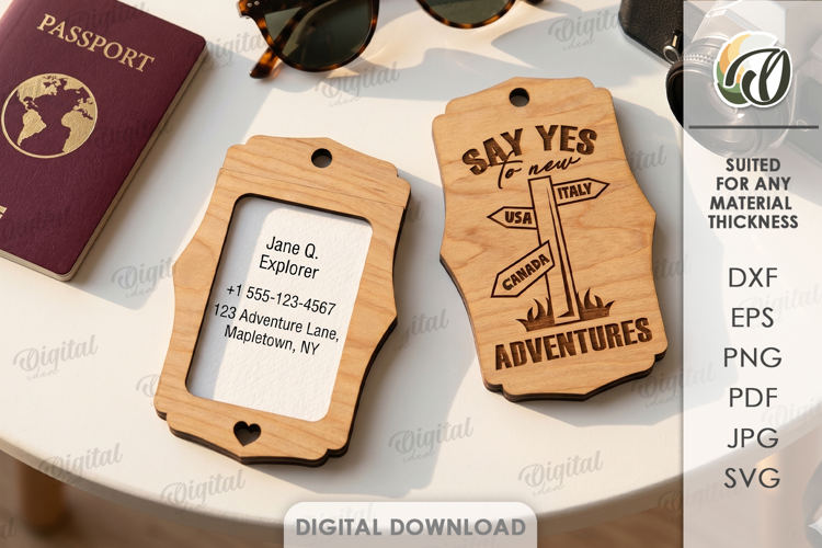 3D Travel Tag Laser Cut. Luggage Tag SVG