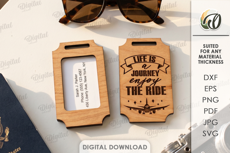 3D Travel Tag Laser Cut. Luggage Tag SVG