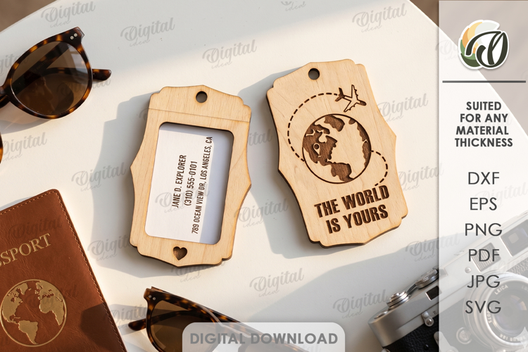 3D Travel Tag Laser Cut. Luggage Tag SVG