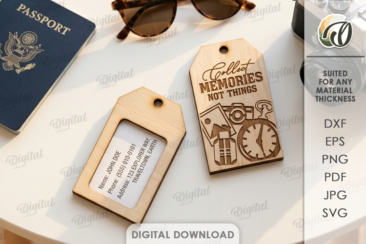 3D Travel Tag Laser Cut. Luggage Tag SVG
