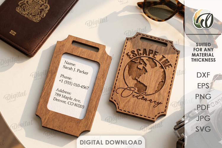 3D Travel Tag Laser Cut. Luggage Tag SVG