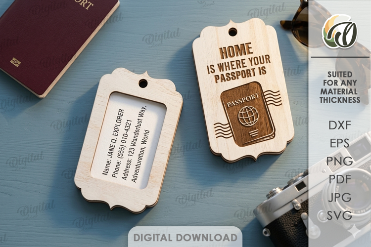 3D Travel Tag Laser Cut. Luggage Tag SVG