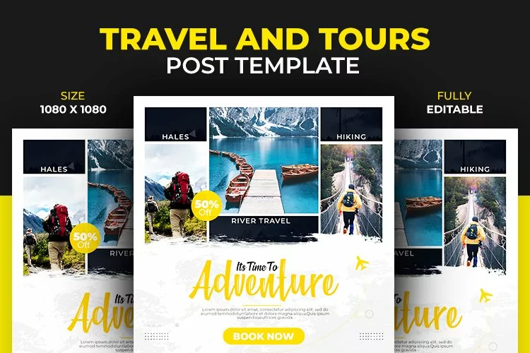 World Tour and Adventure Social Media Post Design Template