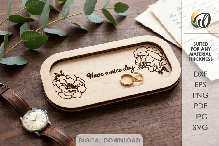 3D Serving Tray Board Laser Cut. Catchall Tray SVG