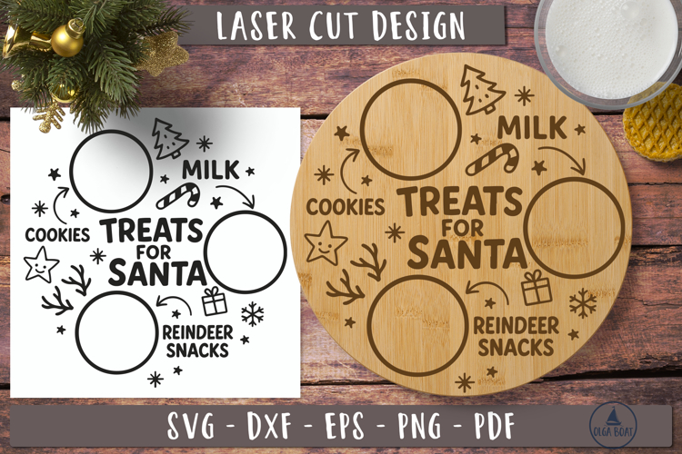 Treats for santa svg Cookies for santa plate svg Laser file