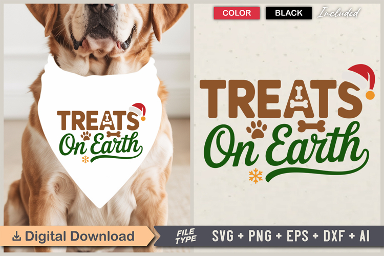 Treats on Earth SVG | Christmas Dog Bandana SVG