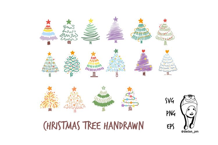 Handdrawn Christmas Tree Clipart example image 1