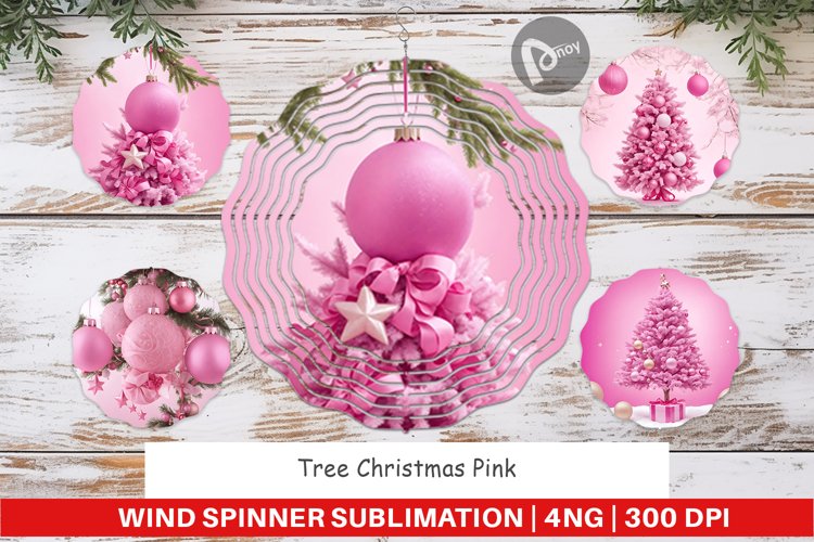 Wind Spinner Tree Christmas Pink