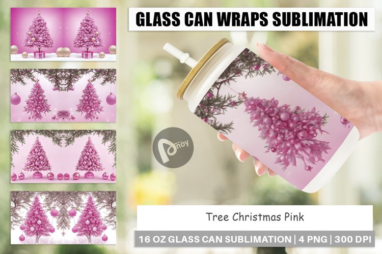 Glass Can Wraps Tree Christmas Pink
