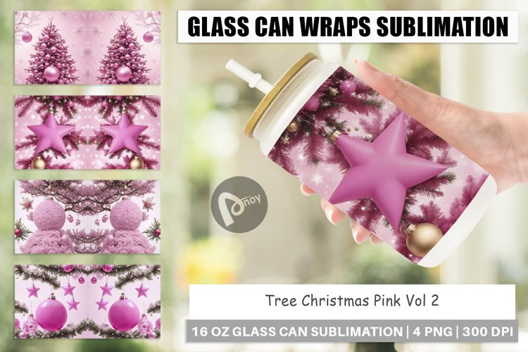 Glass Can Wraps Tree Christmas Pink