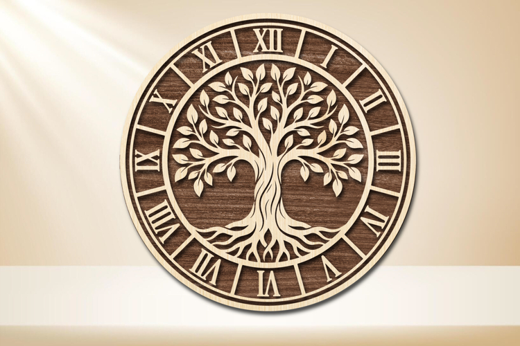 Tree Clock Round Laser Cut SVG