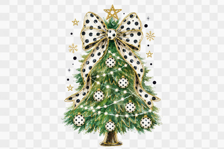 Polka Dot Christmas Tree Bow Clipart png example image 1