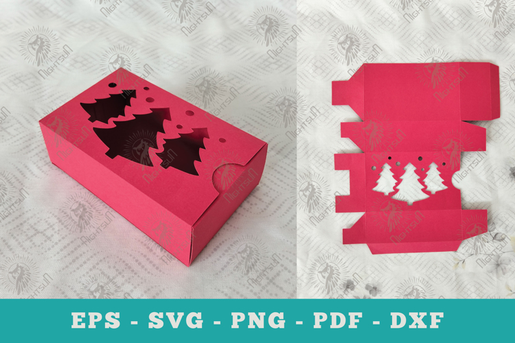 Tree Gift Box Papercut Craft SVG