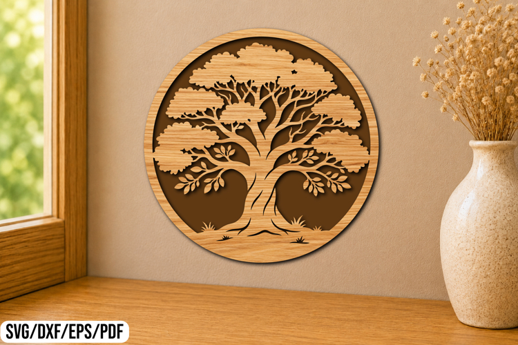 Tree of Life Round Laser Cut SVG