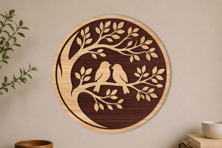 Tree of Life with Love Birds Laser Cut
