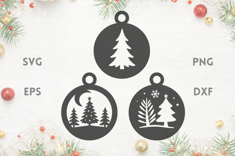 Winter Tree Scenes SVG Ornaments