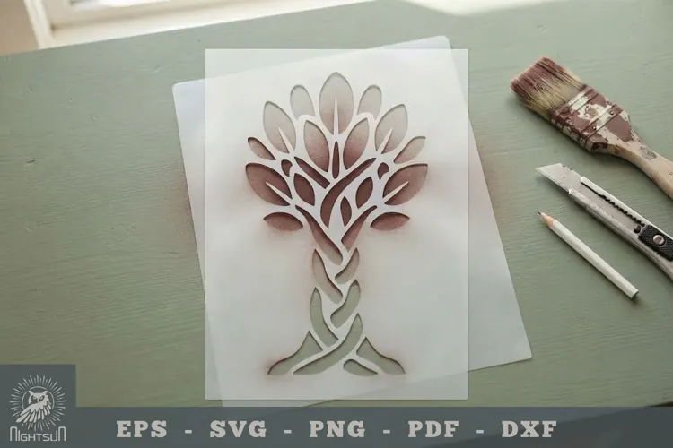 Tree Papercut Stencil 1