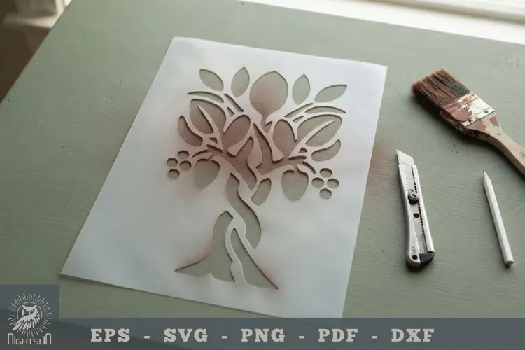 Tree Papercut Stencil 2