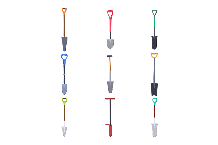 tree planting shovel set cartoon