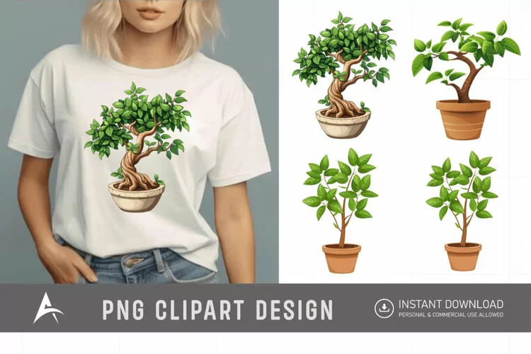 Watercolor Tree Pot Clipart