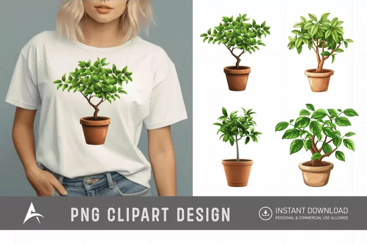 Watercolor Tree Pot Clipart